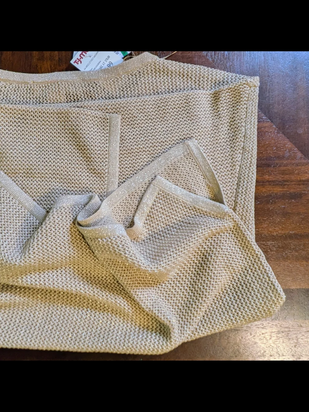 NWT Michael Kors Women's Large Beige With Gold Metallic Knit Pullover Sweater L